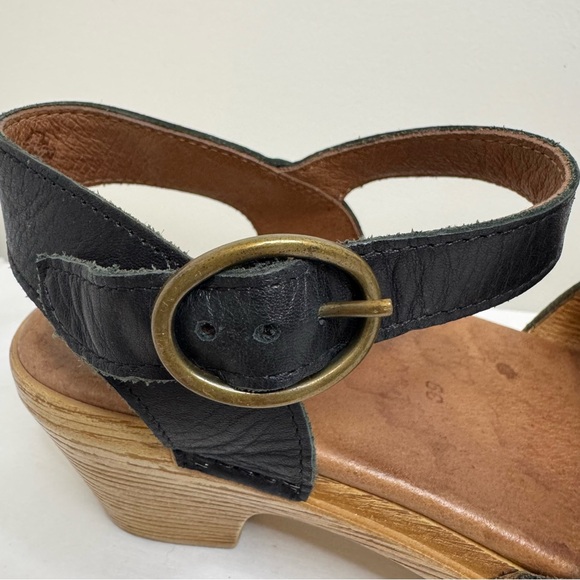 Dansko Black Leather Ankle Strap Clog Sandals EU 39 US 8.5 Platform - Picture 9 of 16